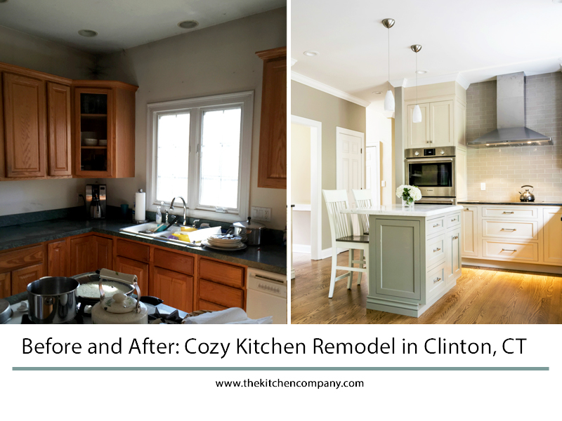 before and after cozy kitchen remodel in Clinton, CT